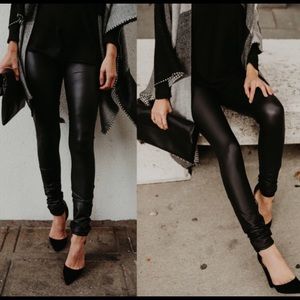 Only one left! Black Matte Faux leather Leggings